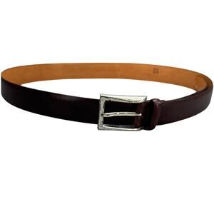 Trafalgar Broderick Hand Polished Cortina Brown Leather Silver Buckle Belt 38
